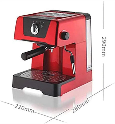 Red Semi Automatic Espresso Machine With 15 Bar Pressure, Fast Heating, Milk Frother Wand, 1.4L Water Tank, Safe Temperature Control.