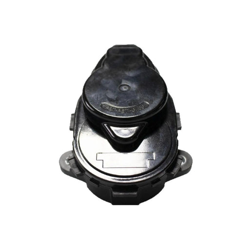Rear wheel parking actuator, black plastic housing with metal top, front view for Mercedes-Benz models.