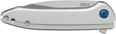 Heavy Duty Assisted Folding Knife With Slick Flipper, Smooth Ikbs Pivot, Razor Sharp High Carbon Steel Blade, Tight Frame Lock, Rugged Grey Handle, Tough As Nails EDC Everyday Carry Gear side view with silver finish.