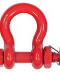 Twenty Piece Three Eighth Inch Forged Carbon Steel Anchor Shackles With Safety Bolt Pins Two Thousand Pound Working Load Heavy Duty Rust Resistant Tow Rigging Vehicle Recovery Hardware Built Tough For Backroads And Job Site Hustle, red shackle with safety pin