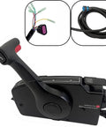 Aftermarket Replacement Remote Control For Mercury Outboard Engine 4 Stroke Side Mount 14 Pin 16.5 Ft Wire Harness With Pull To Open Right Hand Trim Switch Key And Flameout Rope showing side view with wiring details