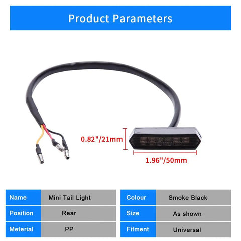 Dope Mini Motorcycle Tail Light LED Blinker License Plate Light Universal Black Auxiliary Indicator For Electric Bikes Bobbers Cruisers ATVs Dirt Bikes Quads And More Easy Install With 3M Adhesive No Drilling mini rear tail light, smoke black PP, 50mm