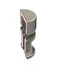 Cross-section view of ISO-KF KF16 NW16 flange vent valve with inner chamber and green gasket.