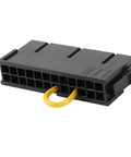 Small Black Power Supply Starter For BTC Miner Machines Independent Restart Module with yellow loop wire, 24 Pin ATX PSU Reboot Connector.