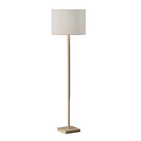 Ellis 21 Inch Table Lamp With Natural Rubber Wood And White Fabric Shade, 60W Incandescent Or 13W CFL, modern, full view