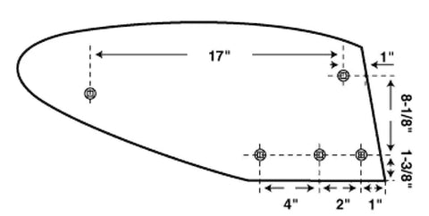 Diagram of polished moldboard replacement for 16 inch plow, bolts included, durable steel for rough use, 104412.