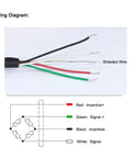 Wiring diagram showing red, green, black, white wires for Static Torque Sensor With Flange To Square Drive For Torque Wrench Calibration.
