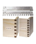 Top Notch Box Joint Template Compatible With Dovetail Router Jigs Includes Free Quarter Shank Straight Bit with box joints.