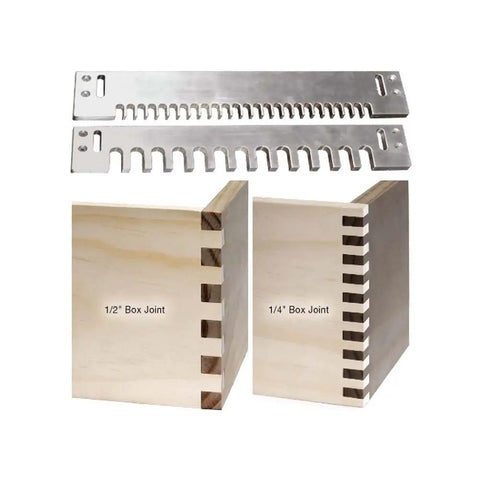 Top Notch Box Joint Template Compatible With Dovetail Router Jigs Includes Free Quarter Shank Straight Bit with box joints.