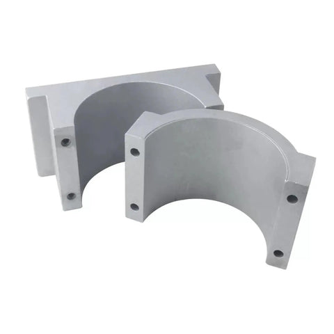 Heavy Duty CNC Spindle Motor Clamp Bracket Fixture With Secure Locking Design For Precision Machining And High Stability Reducing Vibration Noise On Any Shop Floor Build To Last Tough, silver brackets.