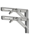 Heavy Duty Folding Triangle Shelf Brackets Set Two Pack Adjustable Wall Mount Brackets For Shelves And Benches With Screws Silver 10 Inch