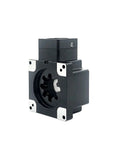 Right Angle Rotary Actuator With Killer Torque For Robot Arms Delivering Smooth 360 Degree Hollow Shaft Rotation Built Tough For Dead Serious Precision Motion Control in black.