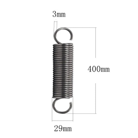 Heavy Duty Dual Hook Extension Springs Heat Tempered Steel Tension Hardware Double End Hooks 3mm dia, 400mm length for garage use.