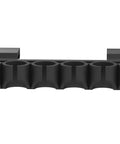 Front view of side saddle shotgun shell holder for Picatinny mounts holds six 12 gauge rounds easy install no gunsmithing quick access