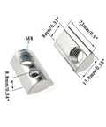 Pack Of Twelve Heavy Duty M8 T Slot Nuts Featuring Super Grippy Spring Ball Loaded Heads for 4040 Aluminum Extrusions