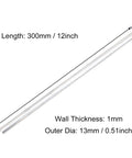 6063 Aluminum Round Tube 13mm OD 1mm Wall 300mm Length Seamless Pipe For DIY Crafts Set Of 2 Ideal For Frame Building