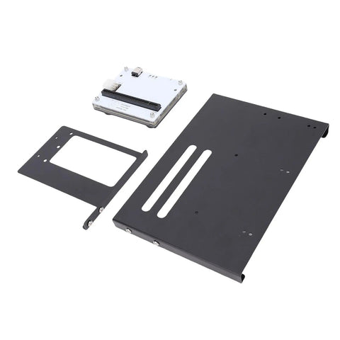 Plug And Play External Gpu Enclosure For Thunderbolt 3 4 And Usb 4 Expands PCIE 16 X Slot mounting plates and connectors in black metal.
