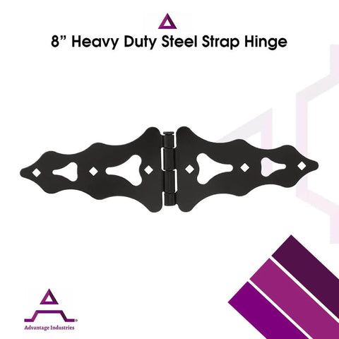 Heavy Duty 8 Inch Strap Hinges Decorative And Traditional Style For Wood Gates Sheds And Barn Doors Zinc Plated Black Finish