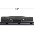 Front view of Mini 3 Hole Punch, 6 Sheet Capacity for Home Office, Compact Black Paper Punch with 7.8-inch width measurement