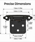 Dimensions of Matte Black Cabinet Door Hinges Two Pairs Four Pack Self Closing Half Inch Partial Overlay Semi Concealed Hardware