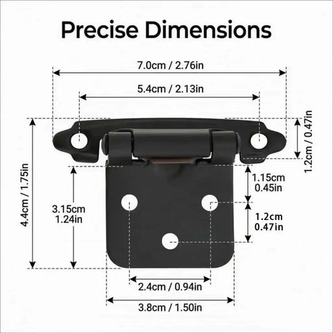 Dimensions of Matte Black Cabinet Door Hinges Two Pairs Four Pack Self Closing Half Inch Partial Overlay Semi Concealed Hardware