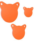 AR500 Steel Targets For Shooting Neon Orange Silhouette Gong Combo Set with three gongs of varying sizes