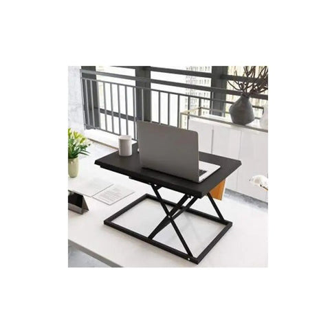 Slick Foldable Office Desk With Adjustable Height Mobile Workbench For Chill Home Office Or Dope Gaming Setup with laptop.