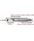Beefy Extra Long Full Extension Drawer Slides 60 To 80 Inches Heavy Duty With Lock Wide Rail Steel Tracks dimensions diagram