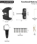 No Sweat Key Lockable Double Swinging Gate Latch Top Shelf Heavy Duty Fence Hardware For Outdoor Yards Metal Wood Vinyl With Smooth Operation And Rustproof Black Build, with tools and key.