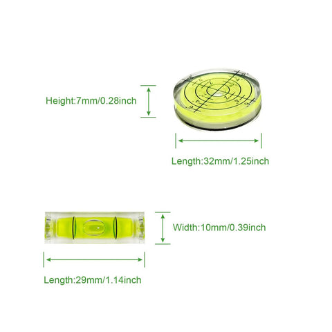 Precision Mini Acrylic Bubble Spirit Level Set Packs Six Nifty Pieces With Round And Square Shapes For Dead On Diy Alignment, round and square mini levels.