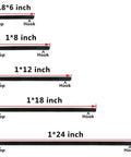 Image showing size variations of 25 Pack Black Reusable Cable Straps With Heavy Duty Hook And Loop Closure, Slick Wire Ties 0.8 to 1*24 inch.