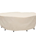 Round Patio Table And Chair Set Cover For Up To 80-Inch Diameter And 30-Inch Tall All-Weather Protection Tailored Fit Weather-Resistant Shields Against Sun Rain Snow Dirt No Exposed Edges Keeps Furniture Safe And Clean over furniture