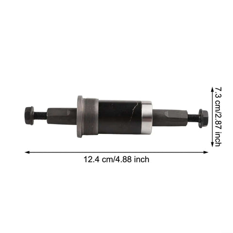 Solid Alloy Bike Bottom Bracket 73x124mm For E-Bikes With Iso Square Taper Fits Your Ride And Handles Harsh Snow Or Beach Sand Like A Boss Without Any Wobbly Issues, side view with size