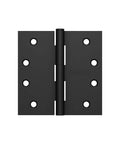 Top Shelf 4 Inch Square Corner Door Hinges In Clean Matte Black Finish Pack Of 3 Built Tough Steel With Breeze Swing Action Pins and Zero Friction Design For Quick Upgrades - front view showing hinge.