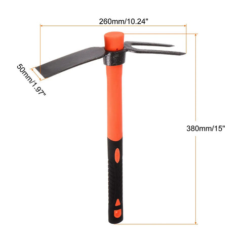 Two Pack 2 Teeth Garden Hoe Rake With 15 Inch Dual Head Fiberglass Handle Durable Garden Tools Set For Loosening Soil Weeding And Digging