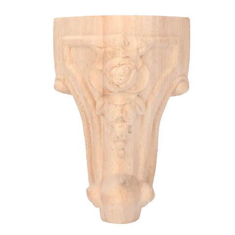 Four Carved Cabinet Legs Set For Tables And Sofas, Solid Wood Furniture Feet With European Style, 10x5 cm leg detail view.
