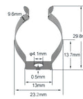 Spring Terry Clips Tool Hangers For Garage Shed And Patio To Tidy Up Brooms Rakes And Tools With Heavy Duty Manganese Steel U Clips For Long Lasting Storage And Quick Access 10 Pack 25mm, 23.2mm clip diagram