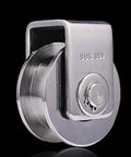 Front view of Set of 2 Heavy Duty Beefy Groove Wheels H Groove Track Wheel 304 Stainless Steel Sliding Door Roller for square tube