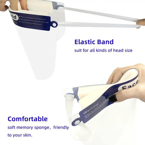 Fog Free Clear Face Shield For Glasses Wearers Pack Of 10 Anti Fog Coating with elastic band and memory sponge for comfort