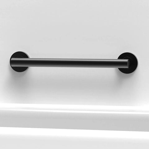 Glacier Collection 16 Inch Stainless Steel Bath Grab Bar Designer Safety Bar Matte Black Sleek Design ADA Compliant 500 Lb Load Capacity For Shower Or Tub Non Slip Comfort Grip And Easy Mount Durable Finish Built To Last on white background