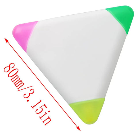 Top Tier Pack of Six Dope Triangular Highlighters Smooth Writing Plastic Markers Zero Leak Ink Big Vibe Design Perfect for Student Notebooks and Office Planners Compact 13Mm x 80Mm Easy Grip Shape with green, pink, and yellow tips.