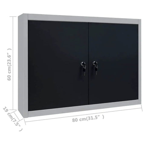 Black steel cabinet from Heavy Duty Workbench With Wall Panels And Storage Cabinets, 63 Inch Industrial Garage Tool Organizer.