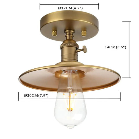 Vintage E26 Ceiling Light Fixture With Flat Metal Shade Hanging Pendant Semi Flush Mount Industrial Edison Style Ideal For Kitchen Bedroom Hallway And Loft Dimmer Compatible With Dimmable Bulbs Up To 60W