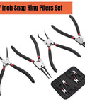 7 Inch Snap Ring Pliers Set Four Piece Internal External Circlip Pliers With Straight And Bent Jaw Beefy Heavy Duty Professional Pliers In Storage Pouch