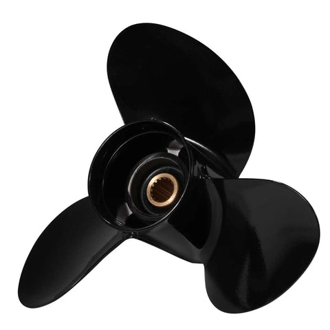 Black Upgrade Aluminum Boat Propeller Thirteen And A Quarter Inch Diameter Seventeen Pitch Three Blade Right Hand Rotation Fifteen Spline