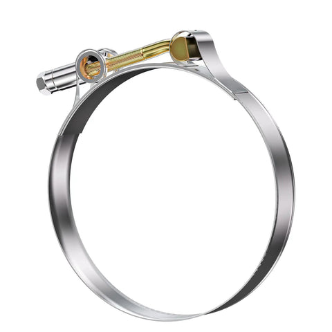 Close-up of stainless steel T Bolt Hose Clamp Set 58-65mm For 2 Inch Hoses Heavy Duty Turbo Intercooler Kit with durable grip