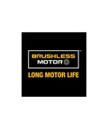 Brushless motor label emphasizing long motor life for Slick Pro Grade Rugged Brushless Cordless Circular Saw 20V Max.