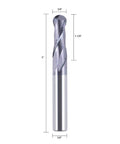 SpeTool 14412 ball nose carbide end mill, 3/8 in shank, 3 in length, double-flute CNC router bit