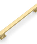 Single pull from 10 Pack Brushed Brass Cabinet Pulls With 9 Inch Hole Centers For Kitchen Cabinets Cupboards And Drawers Easy Install Heavy Duty Durable Zinc Alloy Construction With A Slick Timeless Finish ZH00013