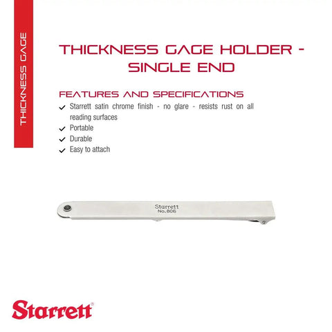 Thickness Gage Holder For Precision Measurement With Dull Nickel Finish Single End Clamp To Secure Gauge Stock Model 806